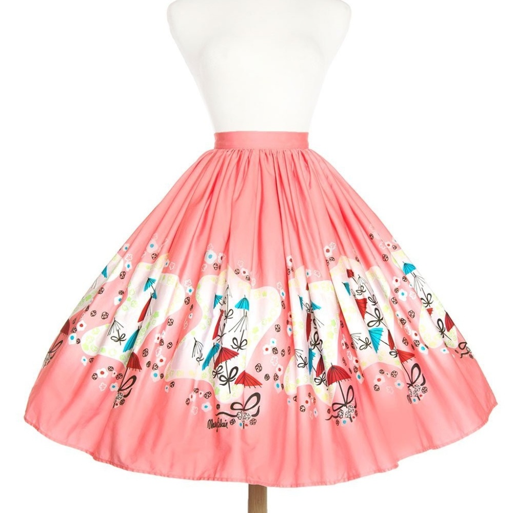 Jenny Skirt in Mary Blair Pink Umbrellas Print